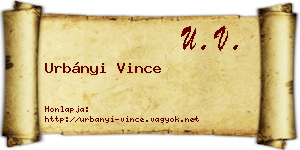 Urbányi Vince névjegykártya
